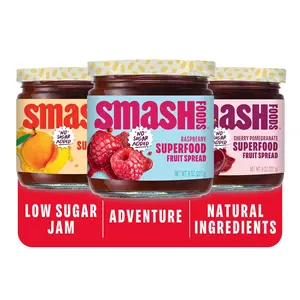 Chia Smash Jam, Variety Adventure 3-Pack | No Sugar Added, Naturally Sweet Jelly | Keto Friendly, Low Calorie, Low Carb | Non GMO, Upcycled, Vegan, Plant Based, Paleo | Raspberry, Apricot, Cherry Pomegranate