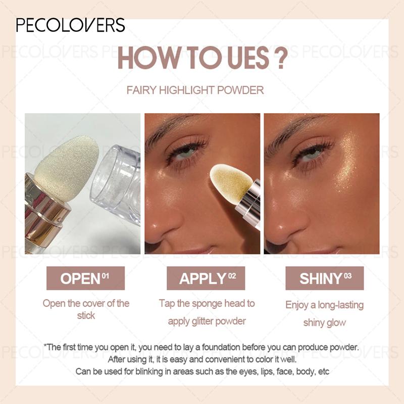 Pearlescent Fairy Powder Highlighter Stick Contouring Bronzer Illuminator Shimmer Face Body Brightening Glitter Stick Prismatic Glow Highlighter Makeup Cosmetics