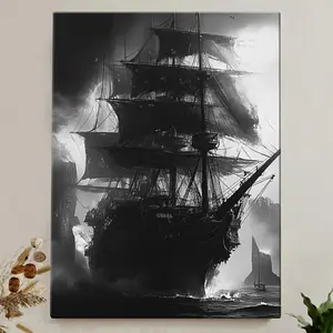 Black & White Pirate Ship  Art, Framed Vintage Nautical  Decor   Art Poster Newspaper brand wall Abstract Gold Ink Splash Mural Time Is Money Canvas Painting room Ace of Hearts Playing Cards Set Colored Sand Epoxy Floor Paint scripture hunting god