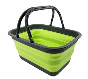 SAMMART 12L (3.17Gallon) Collapsible Tub with Handle - Portable Outdoor Picnic Basket/Crater - Foldable Shopping Bag - Space Saving Storage Container