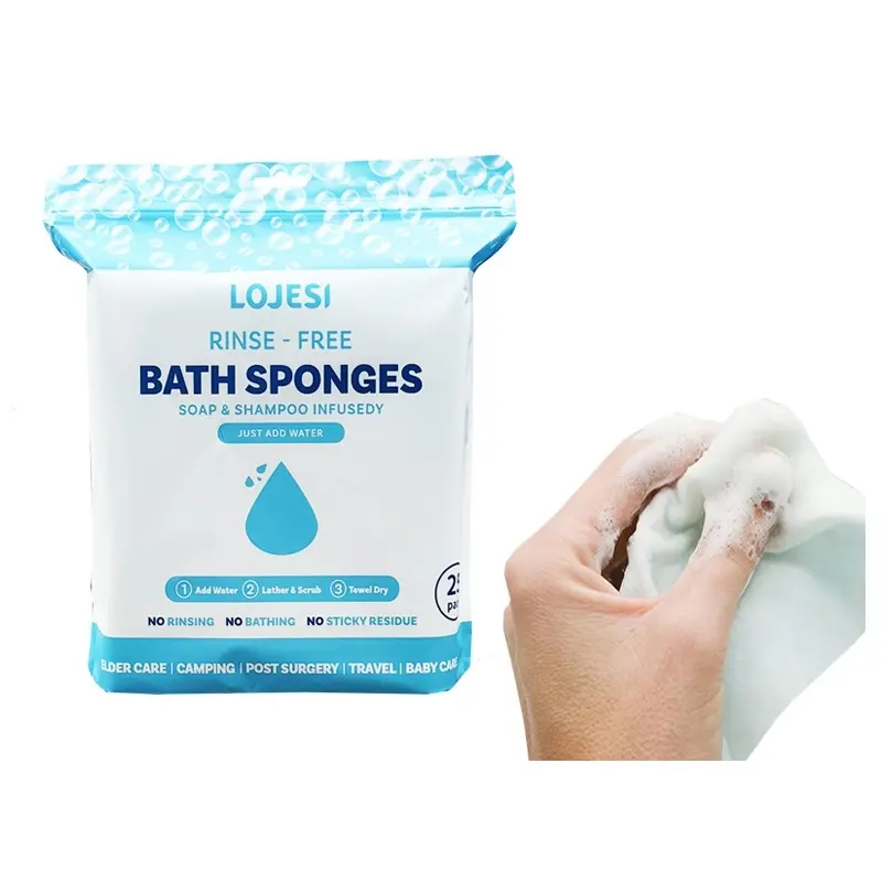 Disposable Rinse Free Bath Wipes,All-in-One Shower Soak Foaming Bath Sponges,Bath Wipes for Bathing and Washing,Disposable Washcloth, Bath Accessories, Bath Essentials