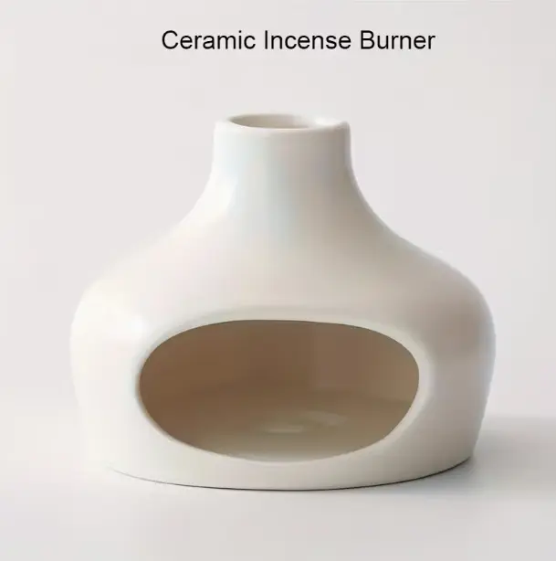 Ceramic Palo Santo and Sage Stick Burner, Minimalist Ash Catcher Holder for Incense Sticks and Powder