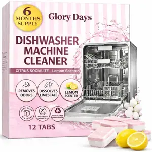 Lemon Citrus Dishwasher Cleaner And Deodorizer Tablets Deep Cleaning Removes Limescale Odors Eco-friendly Heavy Duty Septic Safe Dish Washer Machine Cleaner