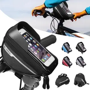 6.7-Inch Bicycle Phone Frame Bag, Waterproof Tube Pouch, Bike Handlebar Cycling Bag for Men, Compatible with Phones Under 7 Inches, Bike Accessories