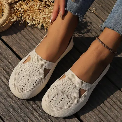 Women's Fashionable Plain Color Slip on Mesh Breathable Sneakers, Casual Comfortable Sports Shoes for Daily Wear, Female All-match Round Toe Shoes for Daily Wear, Slip on Style, Slip on Footwear, Breathable Summer Footwear, Breathable Slip ons