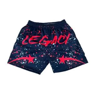 Black splatter paint mesh shorts