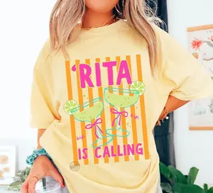 Comfort colors margarita shirt ‘rita is calling funny summer drinking graphic cocktail aesthetic girls trip vacation womens t-shirts