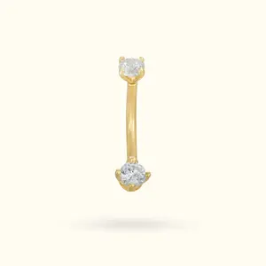 14k Gold Crystal Rook Barbell