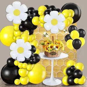 Yellow Black Balloon Garland Arch Kit, Black Yellow and White Balloon Arch Kit for Kids Bee Birthday Party Decorations Bat Hero Honeybee Graduation Baby Shower Party Supplies