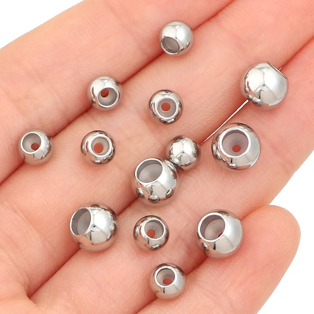 10pcs/lot Stainless Steel Spacer Beads End Stopper Crimp Beads Metal Posioning Beads For Jewelry Making DIY Necklace Bracelet