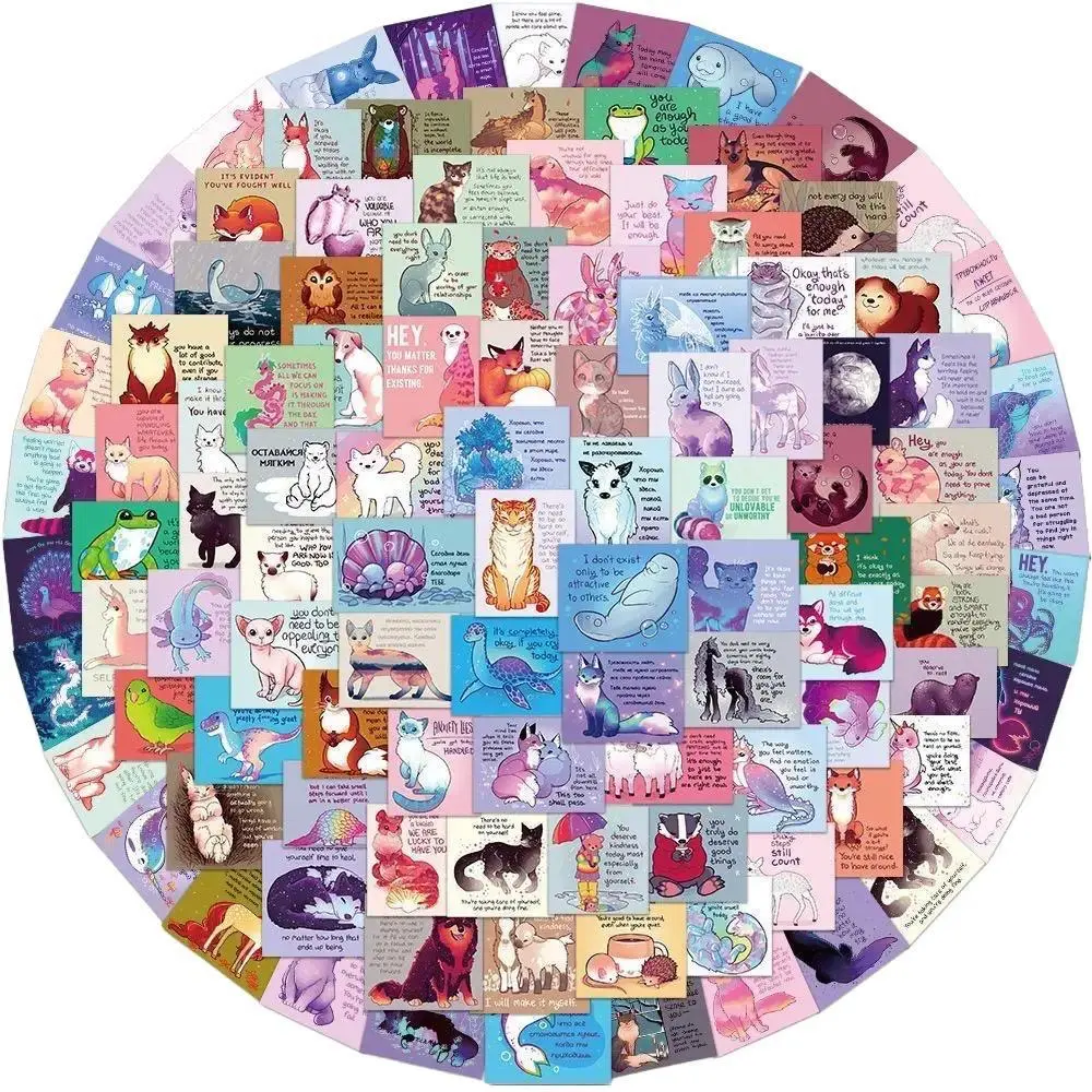 50 Sweet & Cute Anime  Animals Waterproof Stickers for Kindle, iPads, Notebooks, Guitars, Laptops, Gifts, Rooms, lockers, book bags, decoration, Vehicles, water cups, and more