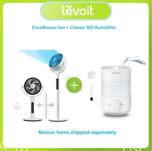 LEVOIT Home Comfort Bundle: Classic 160 Top Fill 2.5L Cool Mist Humidifier for Bedroom, Baby & Plants + CoreBreeze R432 Standing Oscillating Fan with Remote, 9 Speeds, Quiet DC Motor, Pedestal/Tabletop Mode