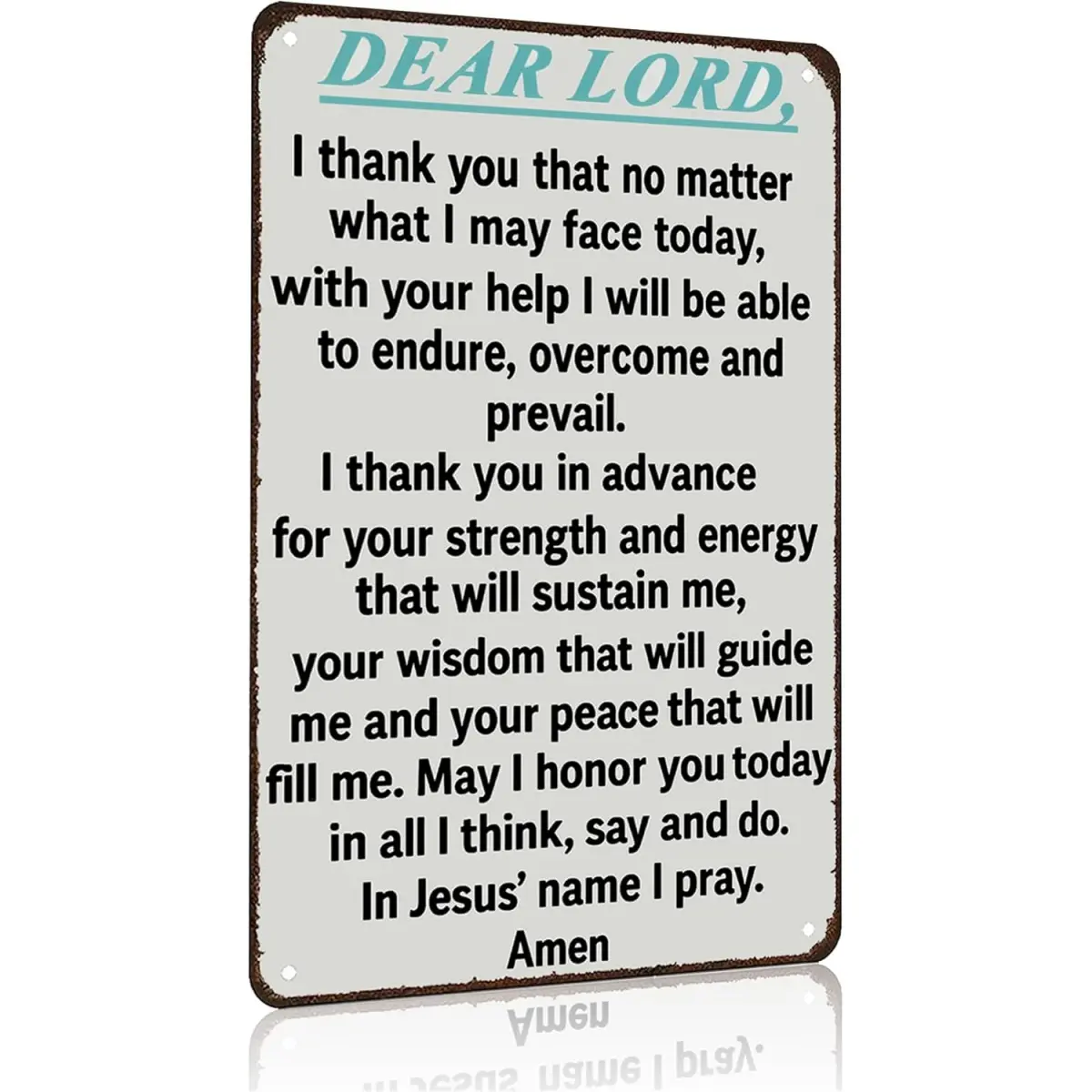 8x12 in Vintage Metal Tin Sign, Christian Religious Prayer Wall Art Gift with "Dear Lord In Jesus' Name I Pray" Quote for Home Church Decor (3567)