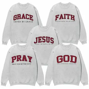 Jesus Christian Graphic Sweatshirt For Women, Cozy Faith Print Hoodie, Retro God Print T-Shirt, Breathable Fabric, Outfits For All Seasons, Fashion Streetwear, Women's Casual Tops, Winter Styles, Womenswear