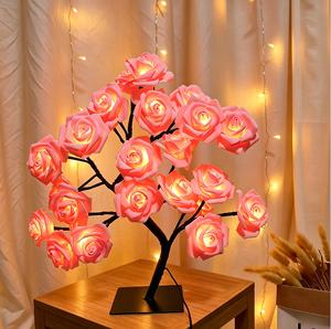 Rose Flower Design Tree Night Light, USB Powered Table Lamp, Room Lights for Bedroom, Versatile Holiday Decoration Lights For Indoor Bedroom, Valentine's Day Gift, Home Decor, Decorative