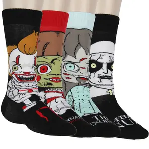 Horror Movie Collaboration Men's Character Big Face 4-Pack Adult Mid-Calf Crew Socks Shoe Size 6-12