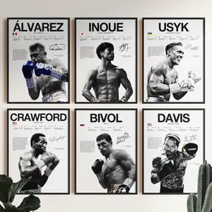 Alvarez Inoue Usyk Crawford Bivol Davis Poster, Boxing Wall Print, Boxer Poster (Unframed - Print Only)