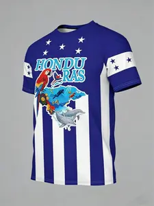 Men's 3D Football Sports Shirt, Honduras Style Men's T-Shirt, Suitable for Sport and Casual Wear, Soccer Sports Shirt, Sports Top, Football Jersey