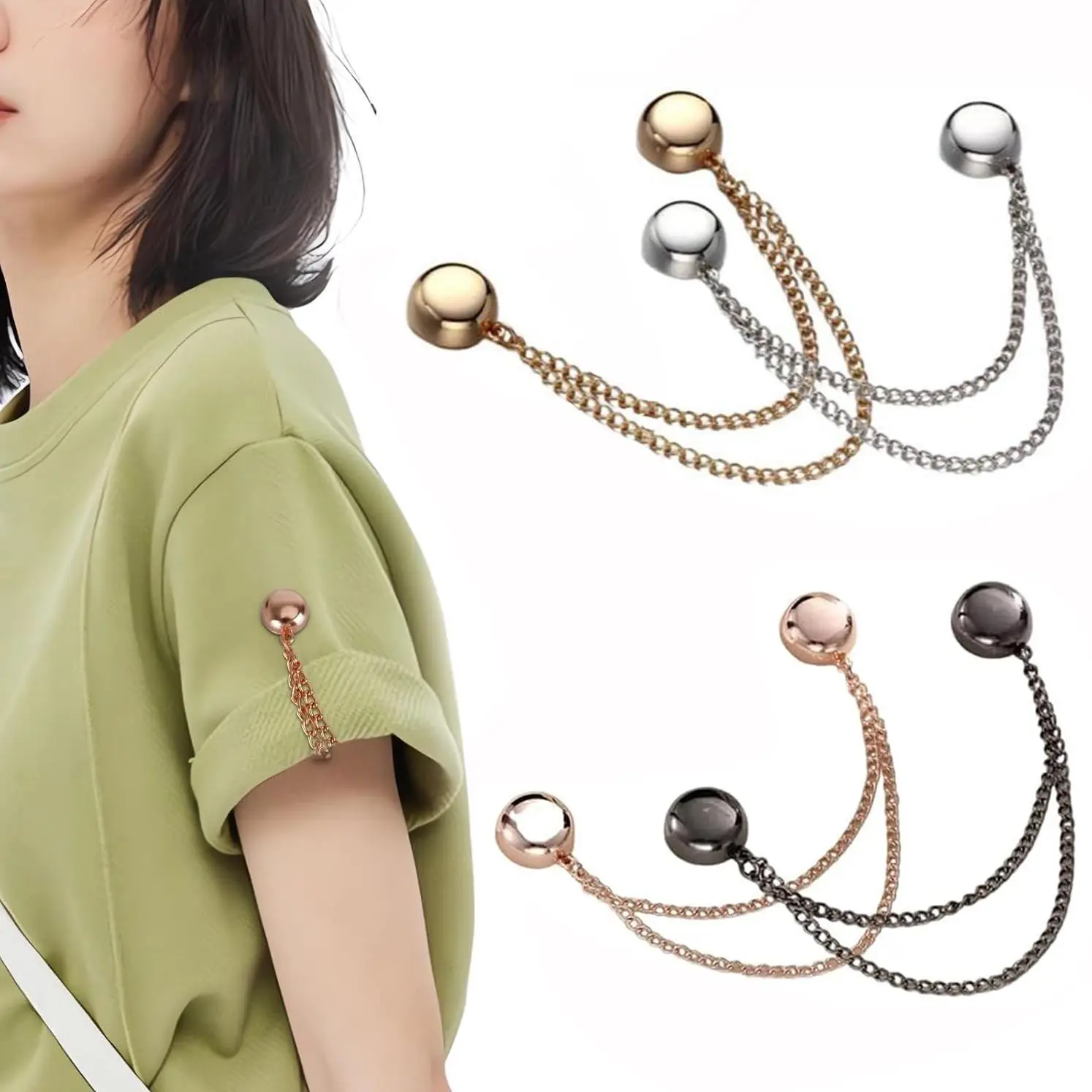 Magnetic Clothes Clip, 2/4 Counts Fashionable Magnetic Clothes Clip, Multifunctional Shoulder Clip, Decorative Magnetic Collar Clip for Women's Clothi