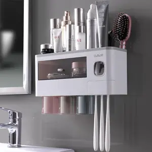 Toothbrush holder, toothbrushing cup, gargle cup, wall - mounted, no - drilling required for the bathroom, semi - transparent toothbrush set storage box set