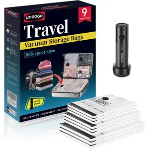 UPGOGO Travel Vacuum Bags for Luggage with Portable Electric Pump,Vacuum Seal Bags for Clothing,Packing Cubes Compression,Cruise Ship and Travel Essentials(Combo 9 Pack)