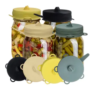 The Spirit of the Forest Fermentation Lids with Airlock 4-Pack for Mason Jars - Silicon Food Grade - EasyLid - For Sauerkraut and Pickles - 2.5" or 3" Wide Mouth - BPA-Free & Phthalate-Free - Smart Low-Profile Design - Effortless Home Fermentation