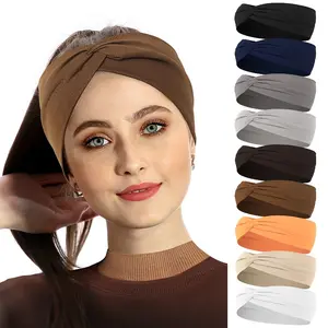 1pcs Solid Color Headband Twist Knotted Hair Band Elastic Hair Band Non Slip Sweat Band Headwear