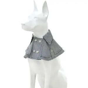 Dog Collar Bandana, Adjustable Wedding Dog Collar with Double-Breasted Snap,Pet Outfit Birthday Costume for Small Medium Large Dogs Cats (White&Black, Small)