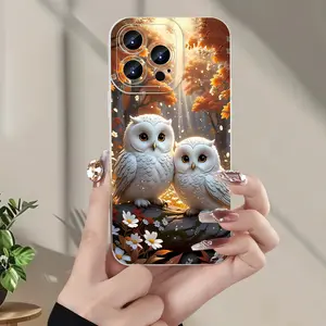 Creative Owl Pattern Phone Case, TPU Material, Anti-Slip and Shockproof, Compatible with iPhone 17 AIR 17/16/15/14/13/12/11 PRO PROMAX X XS E PLUS, Gift for Friends, Family, Boyfriend, Girlfriend, MS1117