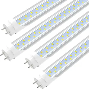 JESLED 4FT LED T8 Type A+B Tube Lights, 24W(65W Equivalent), 3072LM, 6000K, Single or Double End Powered, Plug and Play or Ballast Bypass, 4 Foot T10 T12 Fluorescent Bulbs Replacement, Clear G13 Bi Pin 1.2m(4-Pack)
