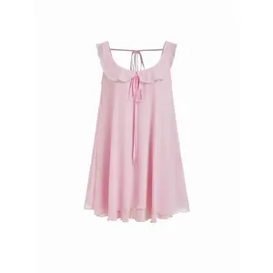 Cider Scoop Neck Sleeveless Ruffle Bowknot Mini Nightdress