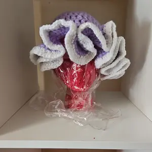 Lilac Ruffled Visor Beanie