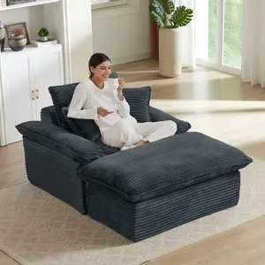 51.97 inch modern comfortable cushioned compression single seat sofa with unique footrest design,  lounge chair for living room,  bedroom,  apartment,  office