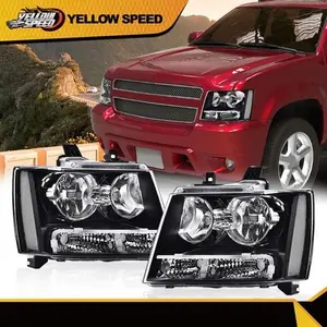 For 07-14 Chevy Tahoe Suburban Black Housing Clear Corner Headlight Head Lamps For 07-14 Chevy Tahoe Suburban Black Housing Clear Corner Headlight Head Lamps