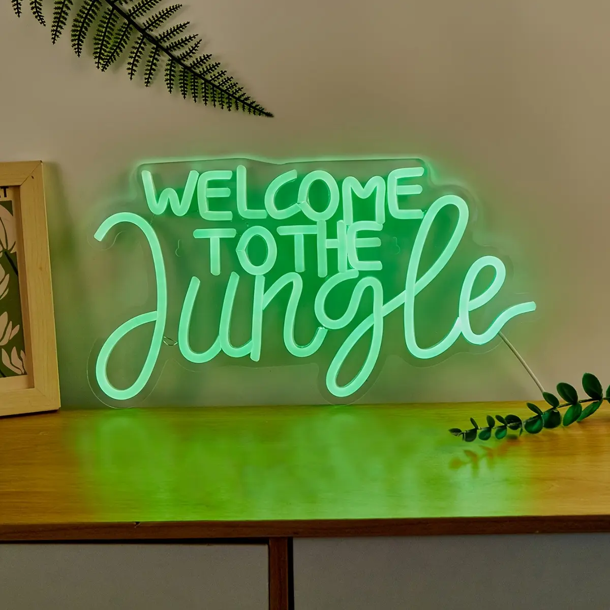 Welcome to the Jungle Neon Sign Decorative Wall Light, Neon Lights, Atmosphere Lighting, Home Decoration Lamp, USB Powered Adjustable Brightness No Plug, Perfect for Bedroom Party Halloween Christmas