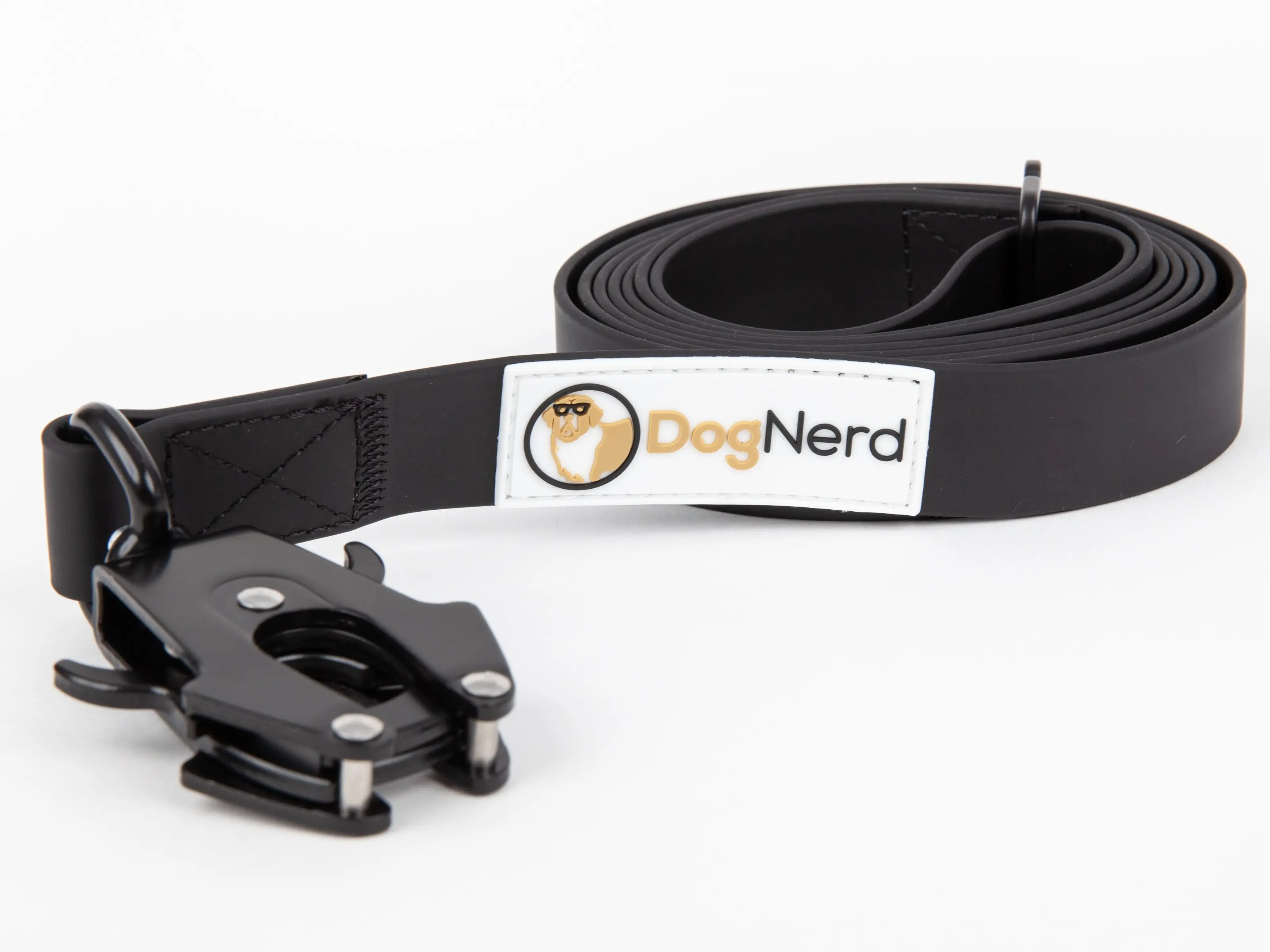 DogNerd 6' Tactical Silicone Dog Leash with Aluminum Quick Release Carabiner Solid Design for Large Dogs Walks Hikes Jogging