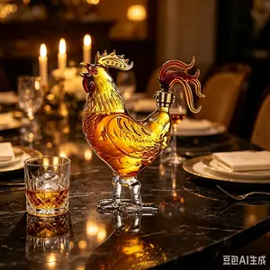 French Gaul Rooster Glass Whiskey Bottle Wine Bottle High Luxury Fashion