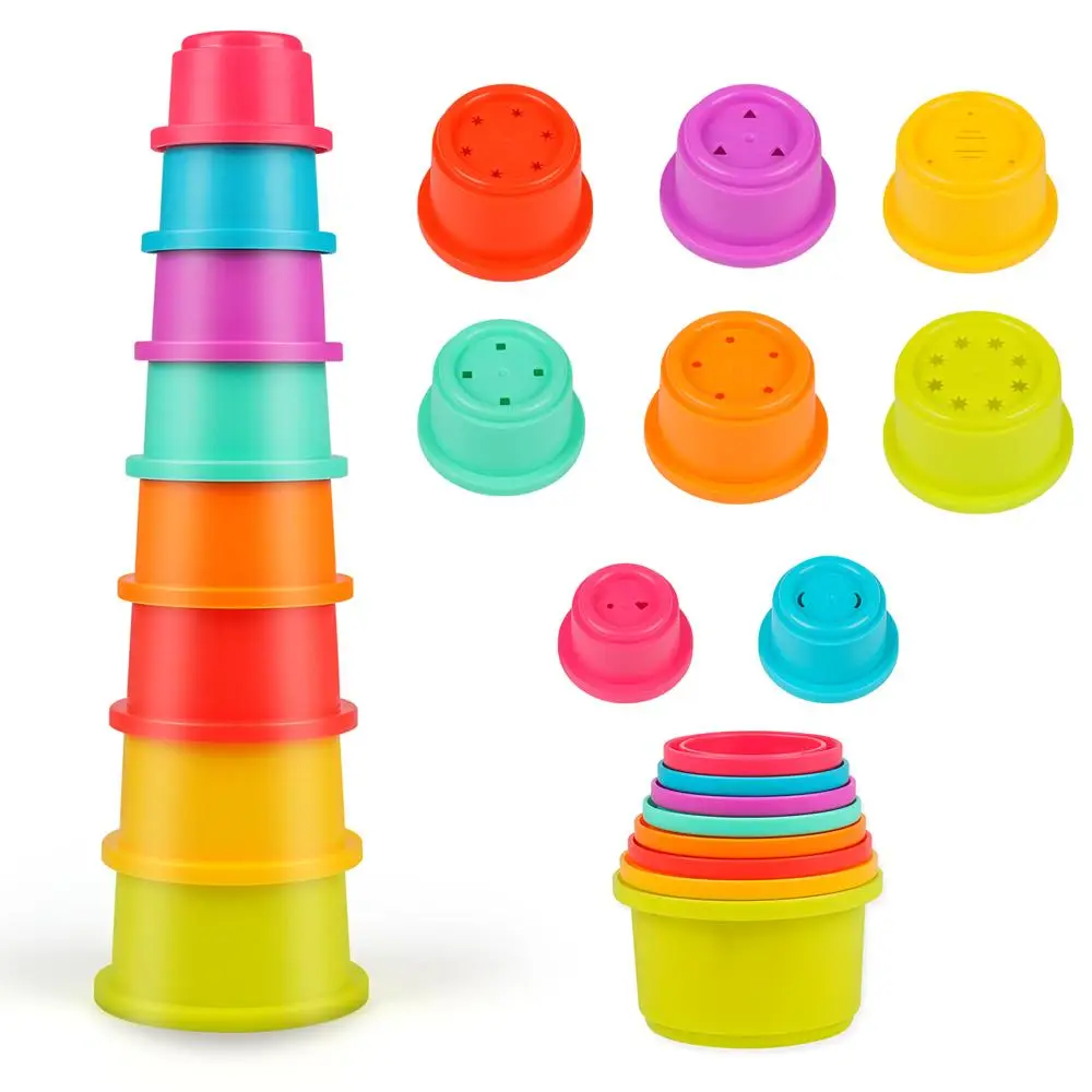 Random Color Stacking Cup Toy, 8 Counts/set Lightweight Outdoor Beach Toy Kit, Floating Water Toy, Pool Toy, Party Favors