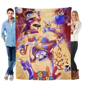 The Amazing Digital Circus Pomni Jax Caine Flannel Throw Blanket Soft Cozy Warm Lightweight Plush Fleece Blanket Unique Christmas Holiday Gift for Digital Circus Fans Kids Teens Couch Bed Sofa All Season Home Decor
