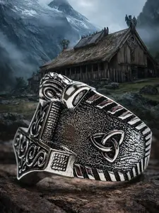 The Armored Kingdom Thor’s Hammer Godforge Ring Stainless Steel Forged High Polish Comfort Fit Tarnish Resistant Symbol of Power Courage Legacy