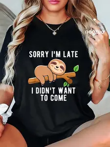 100% Cotton Sloth Lover Graphic for Women Men Girls Boys Funny Sloth T-Shirt