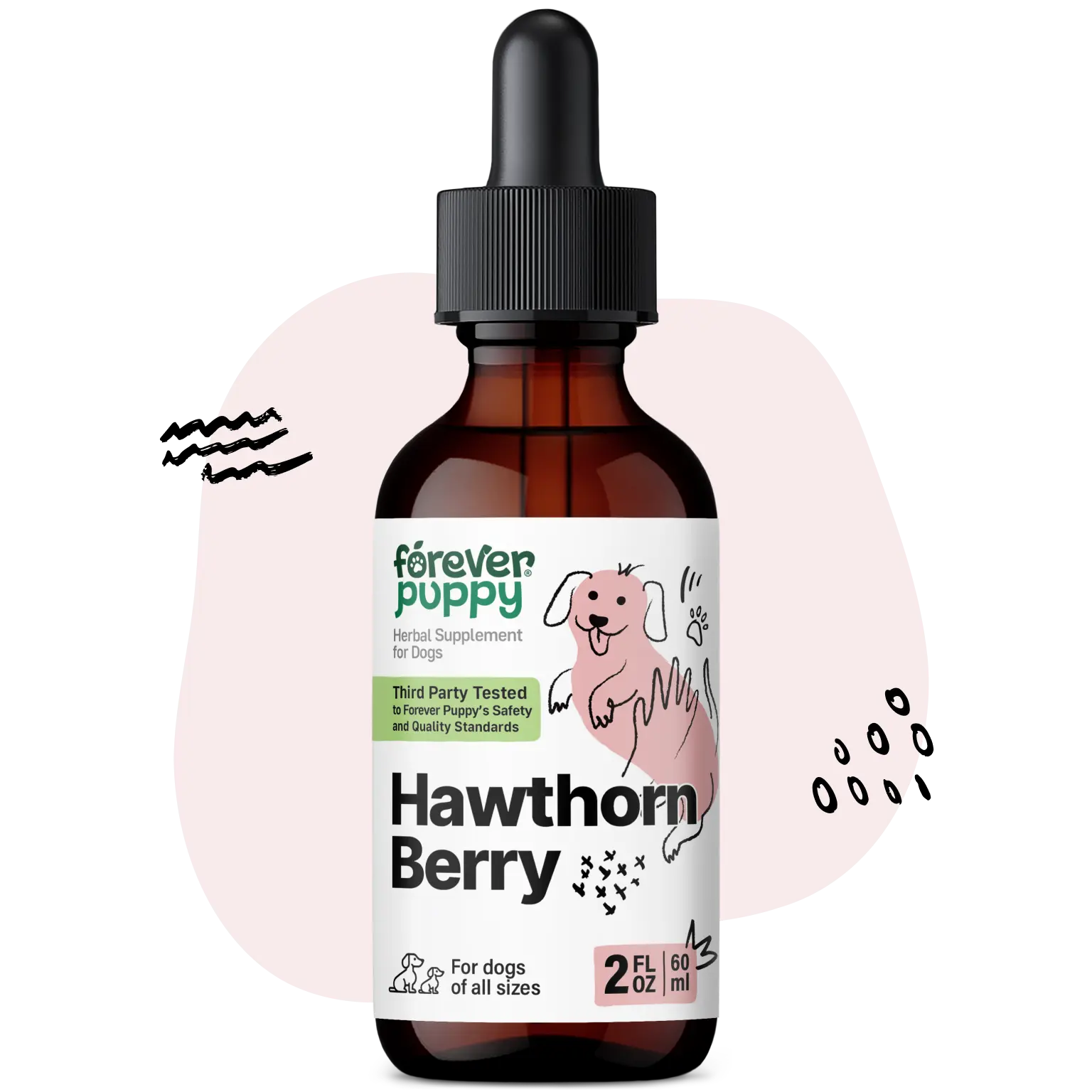Hawthorn Berry Drops for Dogs - Antioxidant Support Tincture for Dogs w/Hawthorn Berry - Liquid Heart Health Supplement for Happy Pets - No Preservatives & Artificial Colors - 2 oz
