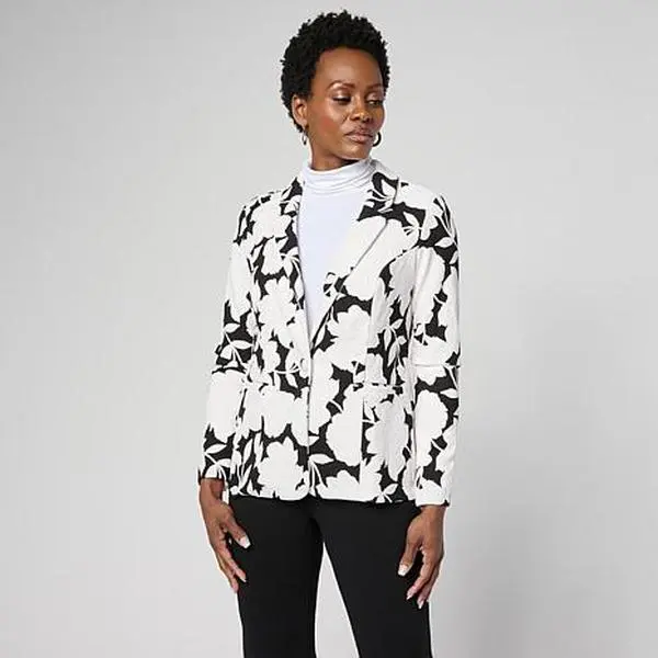 Nina Leonard Long-Sleeve Single Button Suit Jacket Nina Leonard Long-Sleeve Single Button Suit Jacket