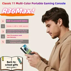 R36max Handheld Game Console, Rk3326 Gaming Chip, 1.5GHz 64-Bit Processor, Smooth Classic Games, Dual Joystick Quick Response, Portable Gift