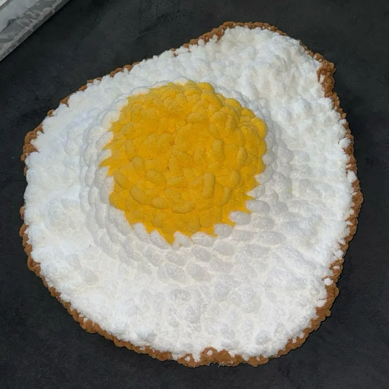 Hand Crocheted Fried Egg Decorative Kitchen Accent - Unique Handmade Design for Home Decor