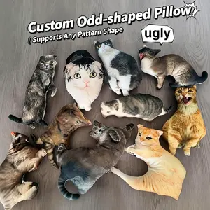 Funny Abstract Pet Cartoon Emoji Shaped Pillow Creative Realistic Plush Anime Humanoid Doll Cushion Unique Design Supports Any Pattern Shape Comfortable and Fun