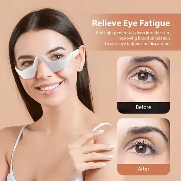 Red Light Therapy Eye Massager with EMS, 630nm & 850nm Dual Wavelength LEDs, Gentle Heat & Vibration - Under-Eye Care Device for Dark Circles, Puffiness & Anti-Aging, Lightweight Skin-Safe Material