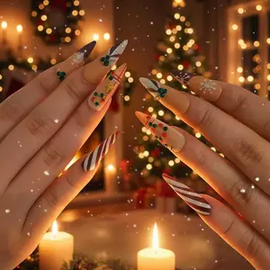 Frosted Diamond Snowflake Nails | Winter Limited Snowflake Press-On Nails, Icy Matte Finish, Elegant Holiday Style