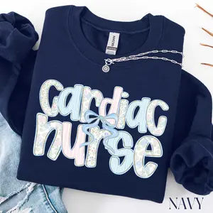 Cardiac Nurse Sweatshirt, Coquette Bow Cardiac Nurse Sweater For Her, Cardiologist Gifts Crewneck Unisex