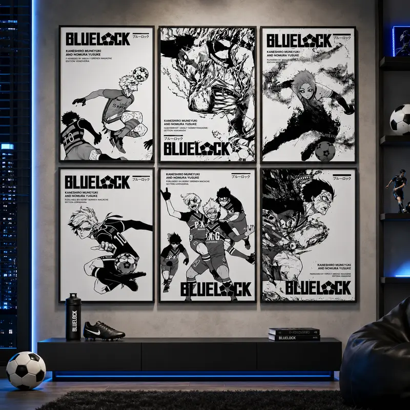 Blue Lock Anime Poster - The Striker Collection - Itoshi Sae, Shidou Ryusei, Yoichi Isagi - Canvas Print, Minimalist Aesthetic, Japanese Artwork, Gift for Anime Fans, Anime Room Decor for Bedroom Dorm Gaming Room, Soccer Manga Wall Art